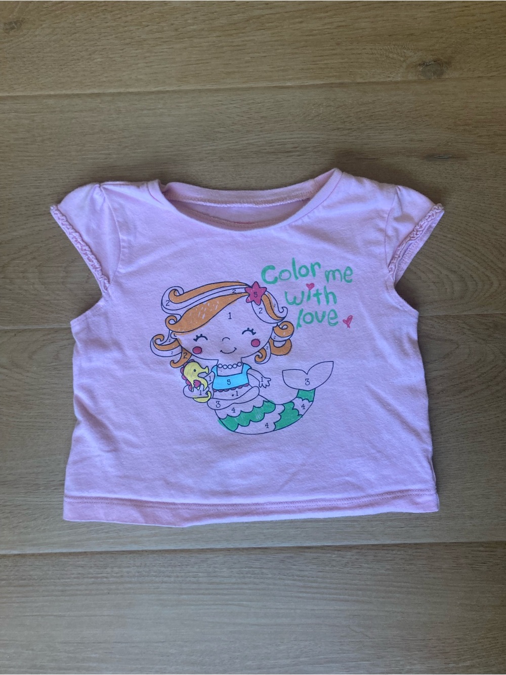 Carter's Y2K Light Pink Mermaid Graphic Tee with Ruffle Sleeves